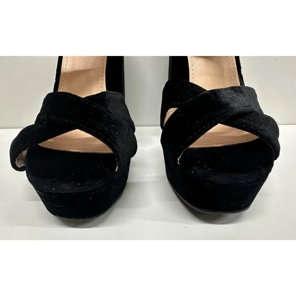 Annie Pinky women size US 6  black & brown textile  upper platform heel shoes